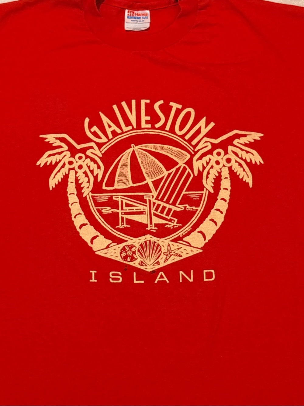 Vintage Galveston Texas Shirt 90s Single Stitch Hanes 50/50 Heavyweight XL